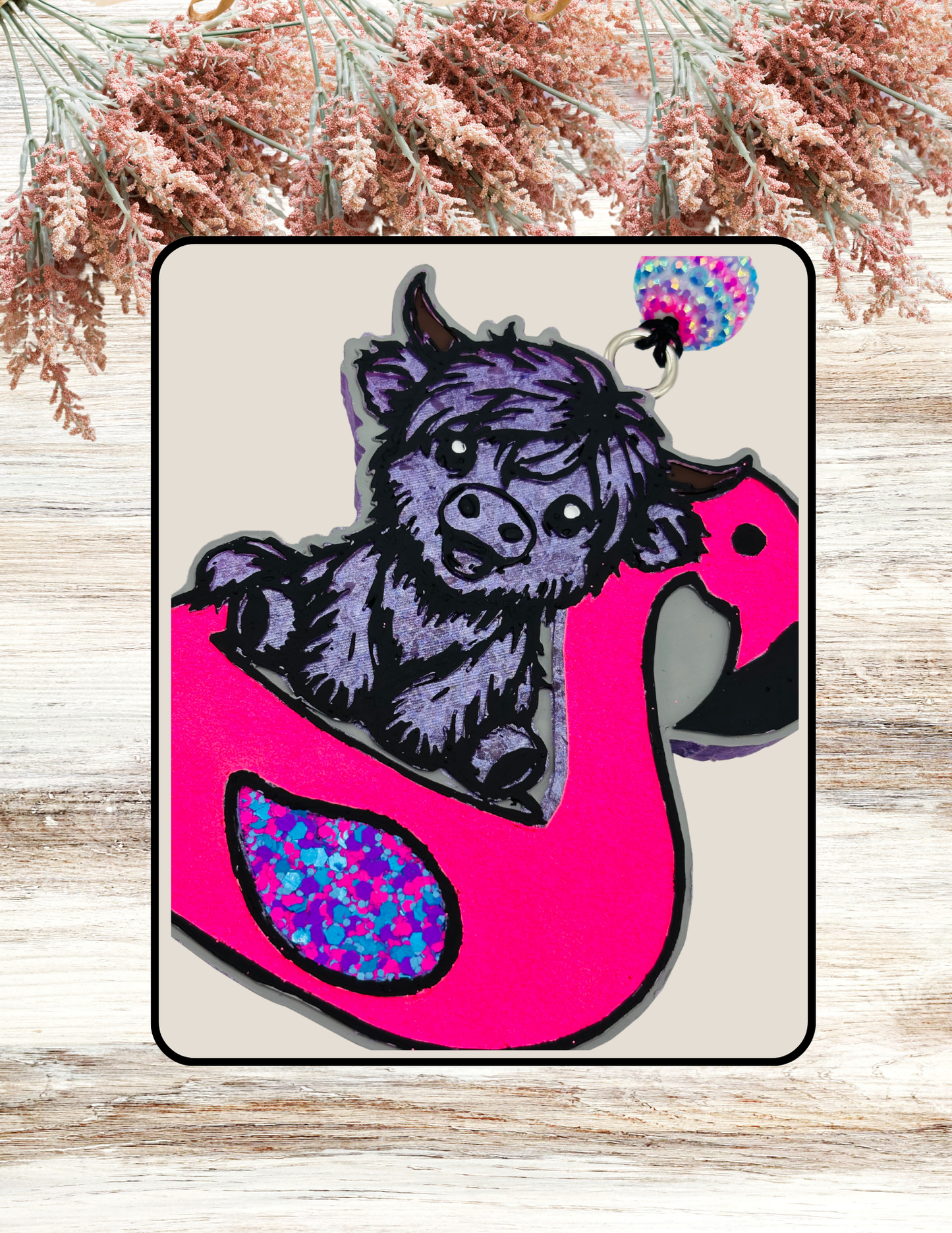 Freshie Cow Flamingo Floatie Purple Gray