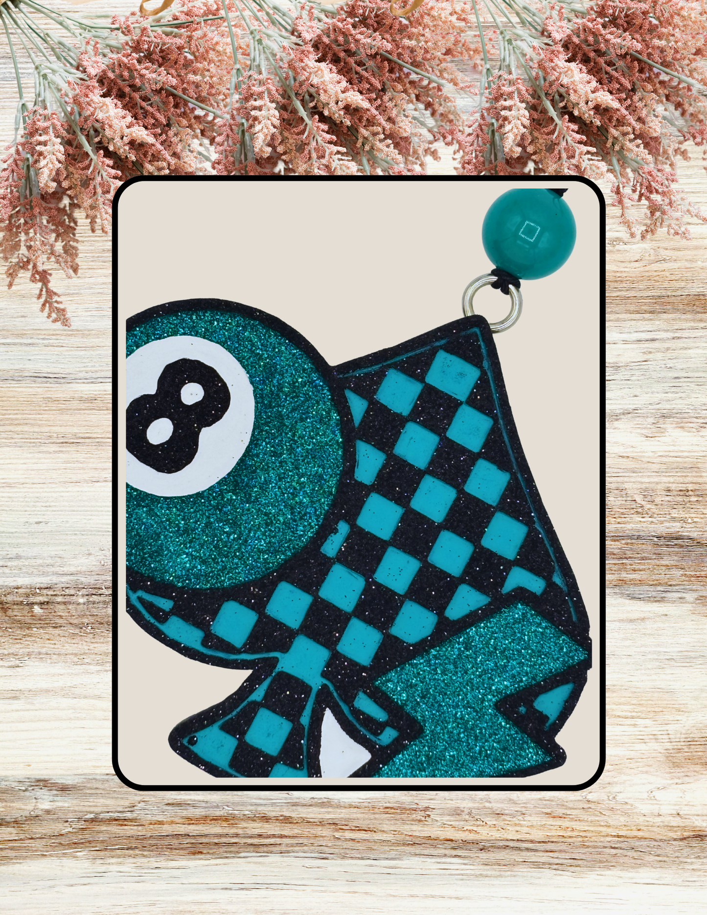 Freshie Checkered Spade 8 Ball Bolt Teal Black