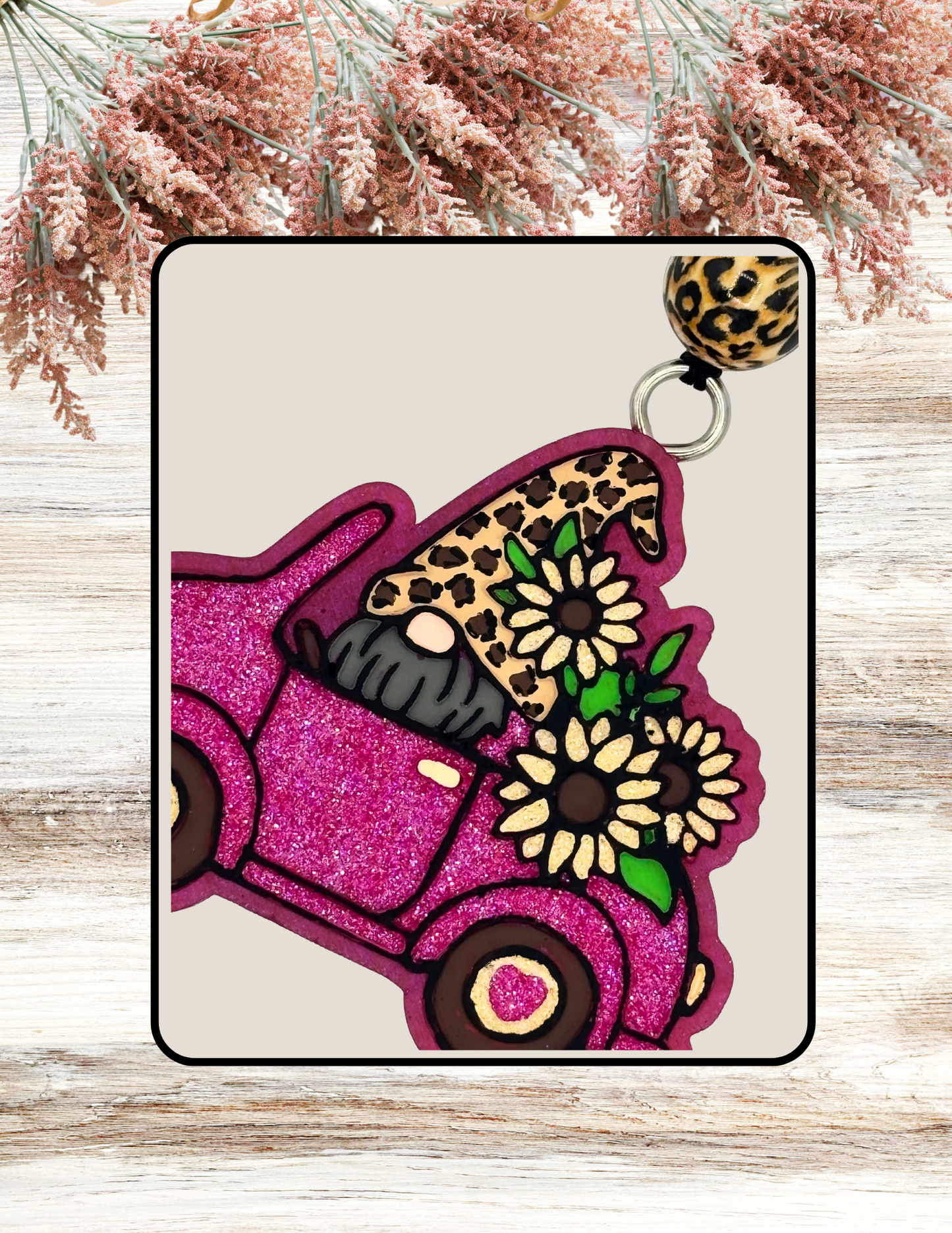 Freshie Gnome Floral Car Pink Tan Leopard