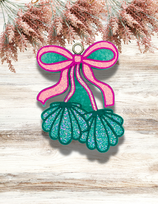Freshie Seashell Cherries with Bow Teal Pink