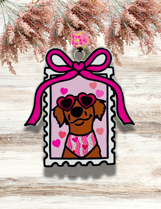 Freshie Dog with Bandana Stamp Pink