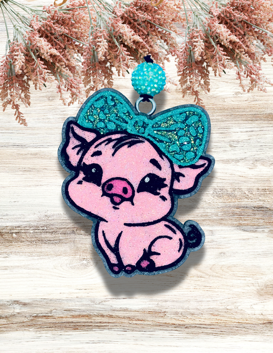 Freshie Pig with Teal Bow