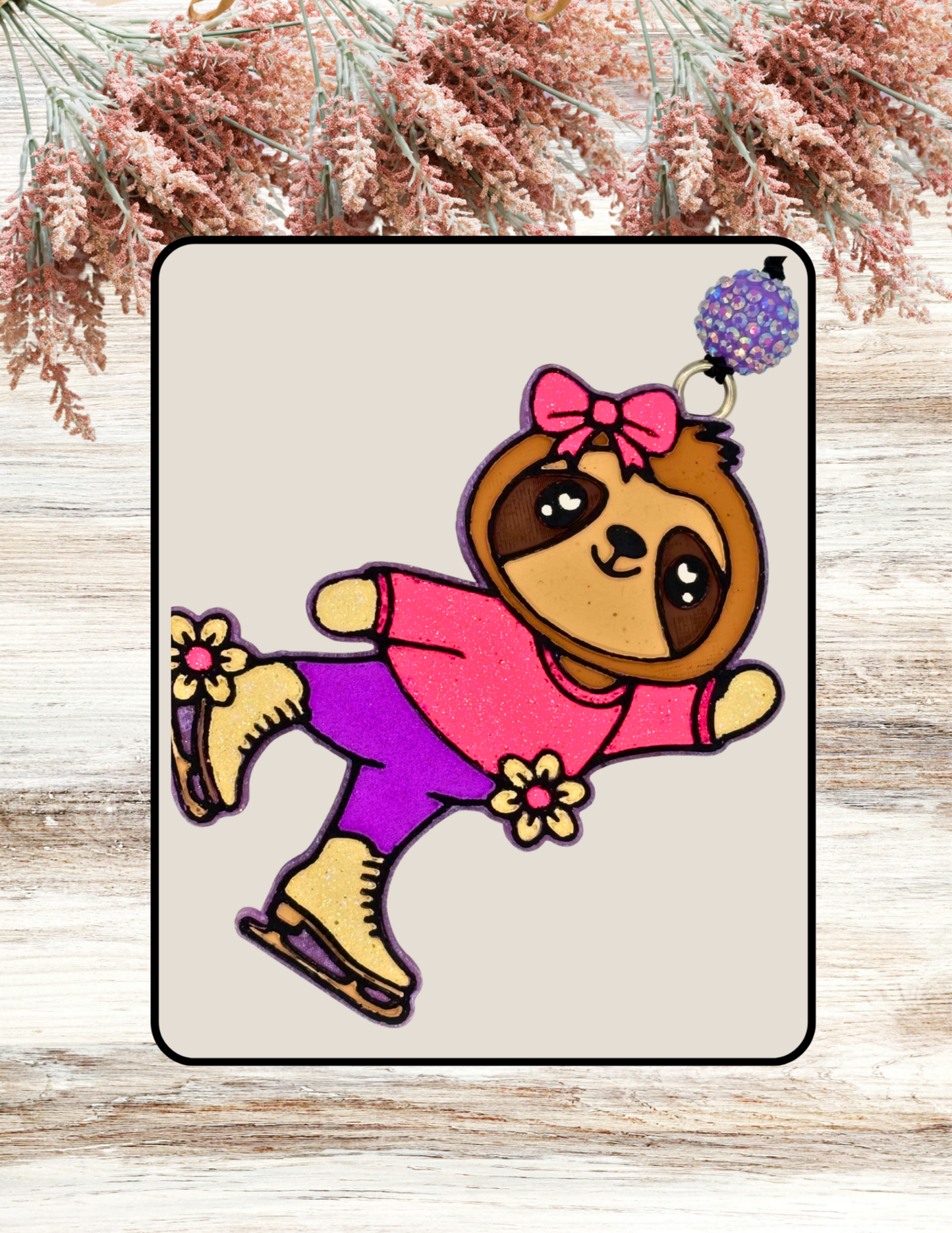 Freshie Skating Girl Sloth Pink Purple