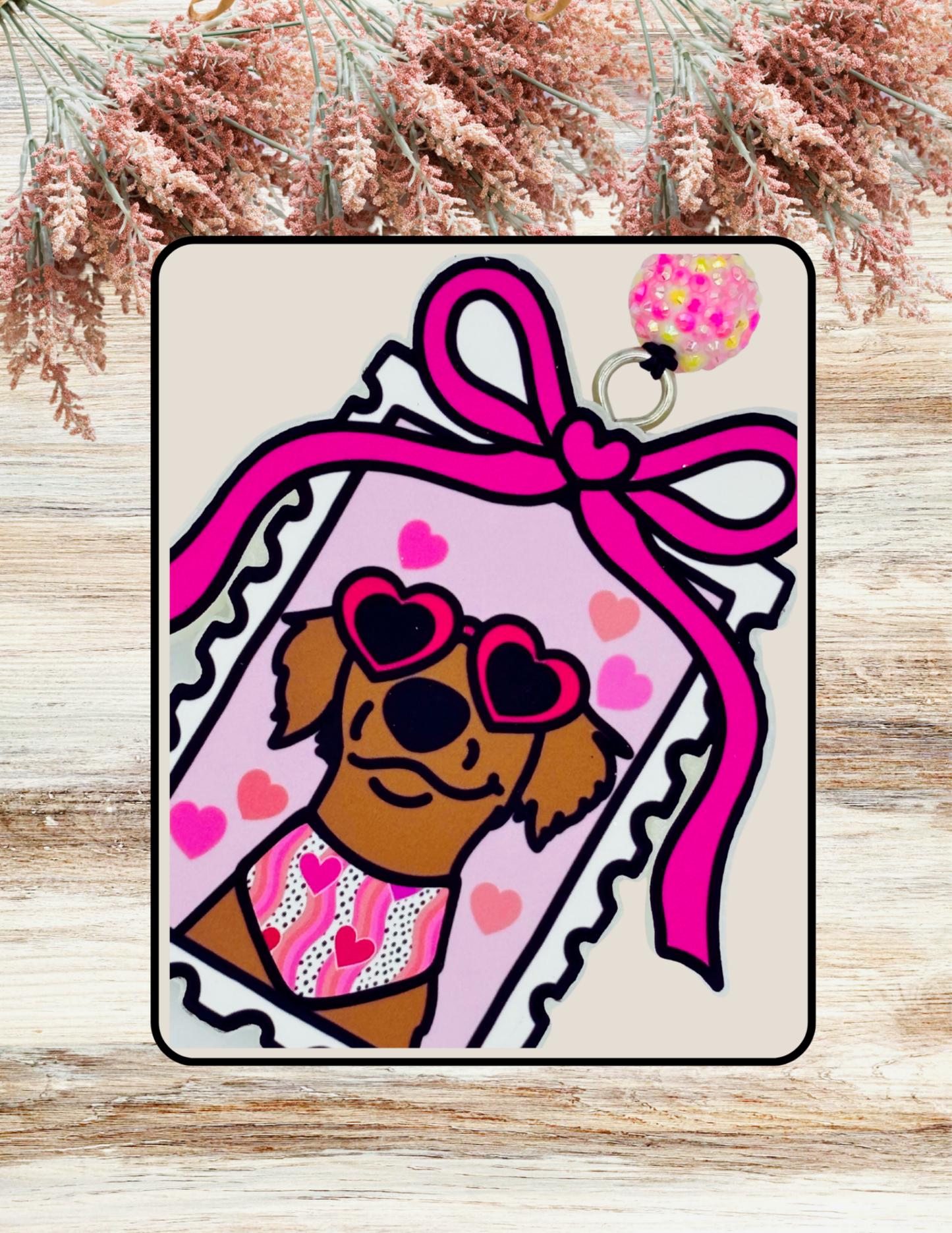 Freshie Dog with Bandana Stamp Pink