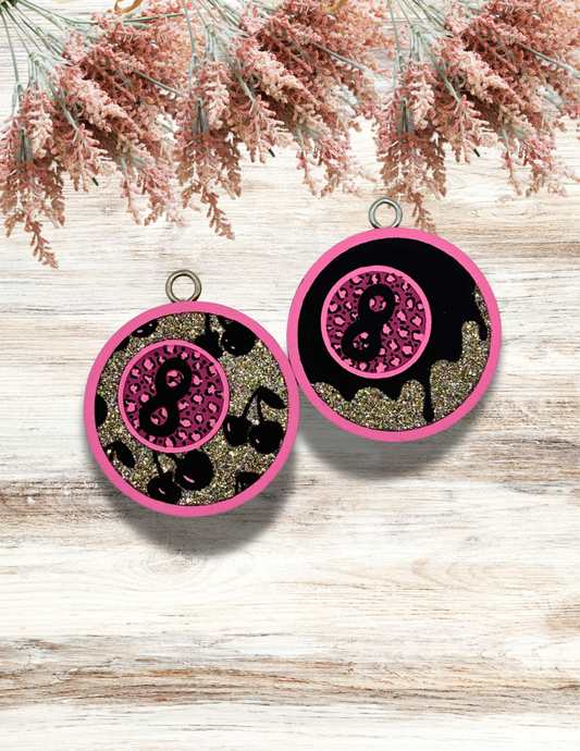 Freshie 8 Ball Flame and Cherry Vent Clip Pair Pink Black