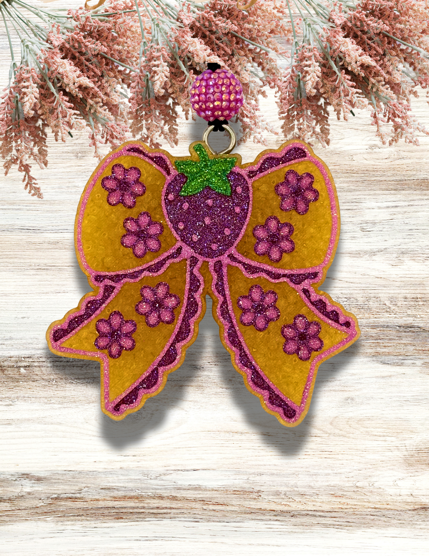 Freshie Strawberry Flower Bow Pink Magenta