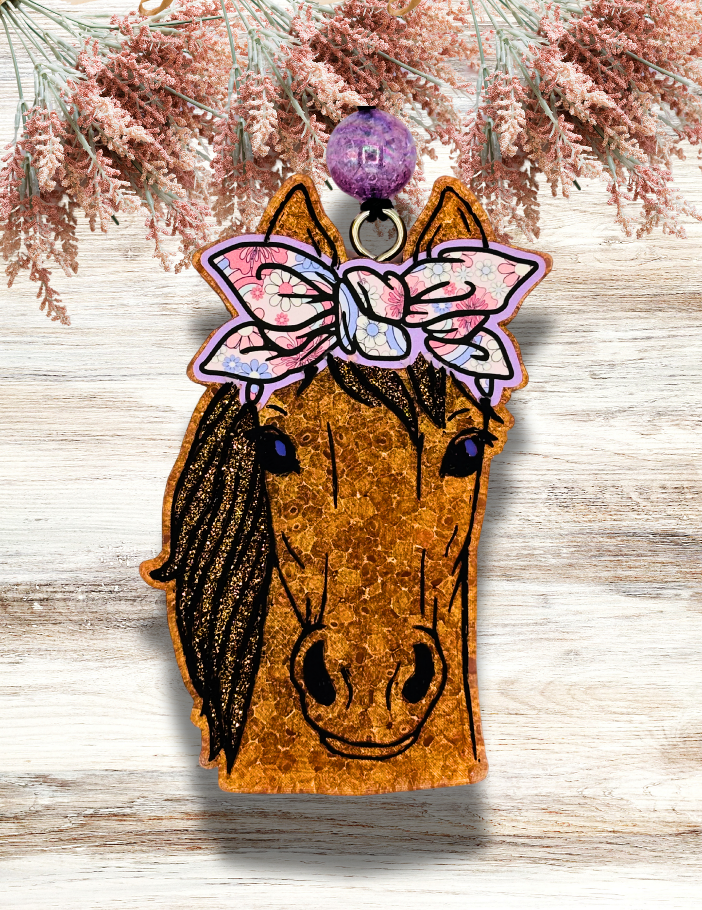 Freshie Horse With Bow Purple Floral