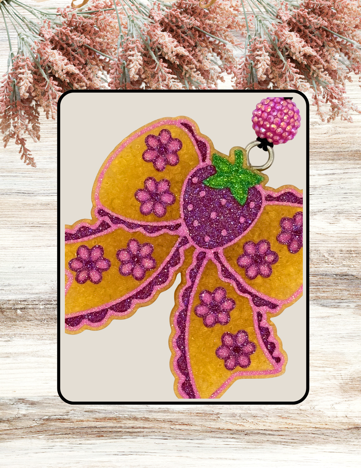 Freshie Strawberry Flower Bow Pink Magenta
