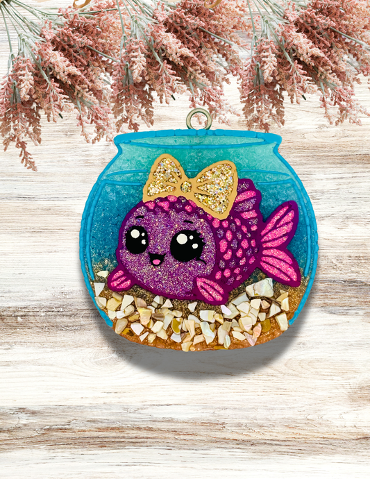 Freshie Fish in Fishbowl Purple Pink