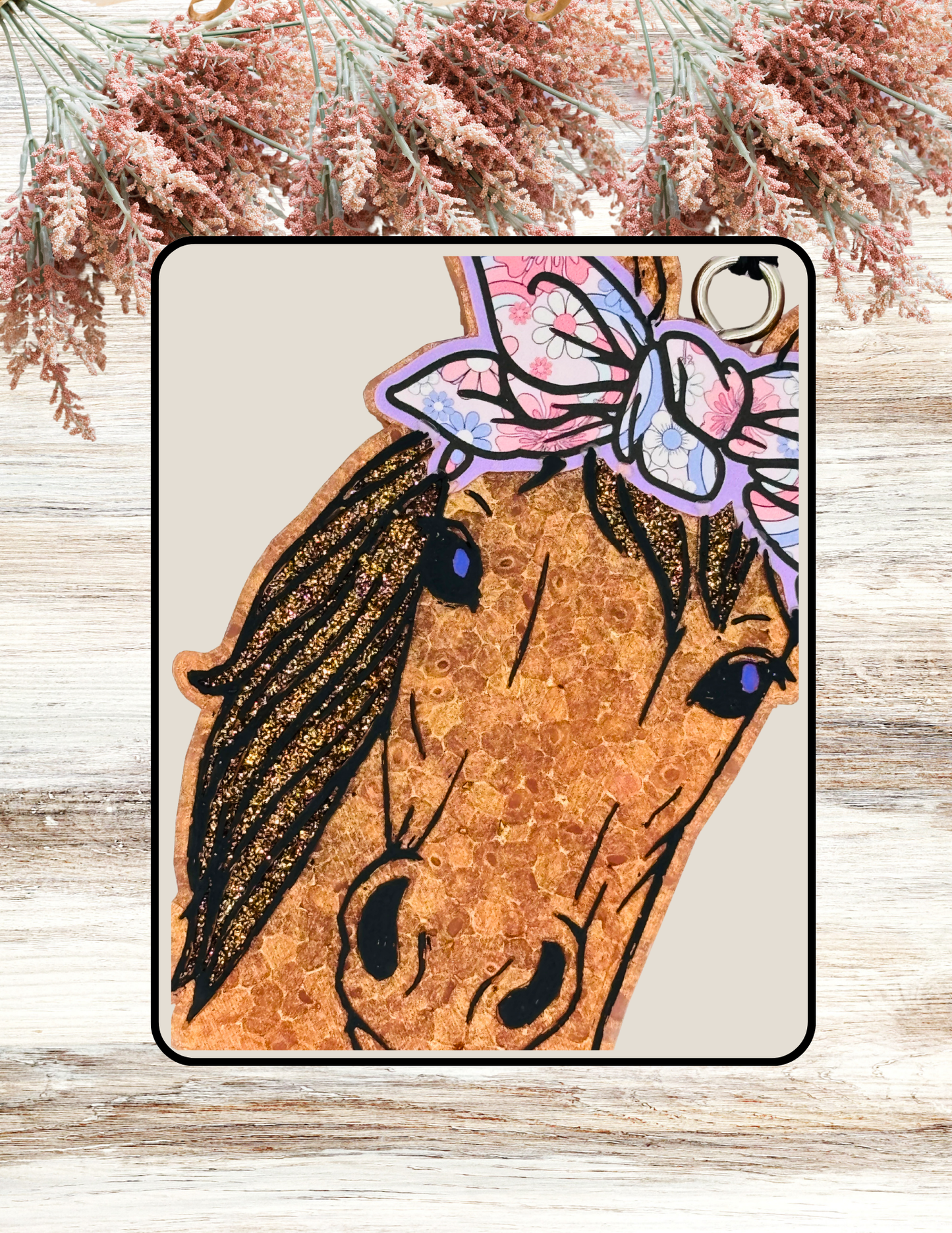 Freshie Horse With Bow Purple Floral