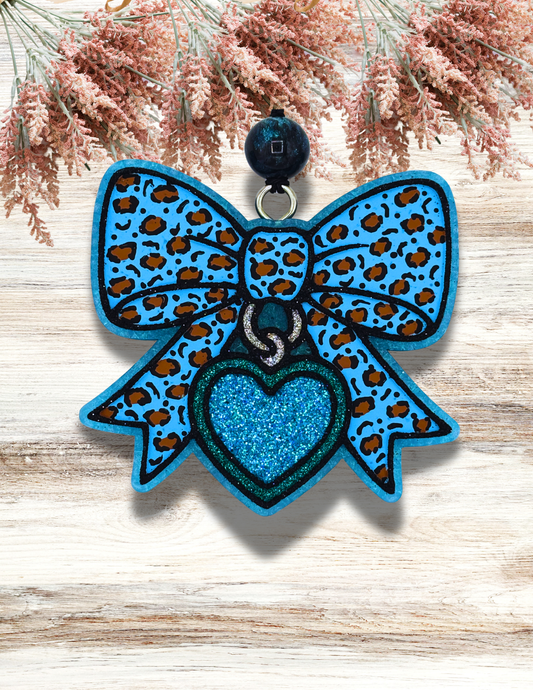 Freshie Leopard Bow and Locket Blue