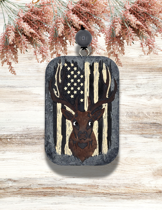 Freshie Deer Distressed Flag Gray