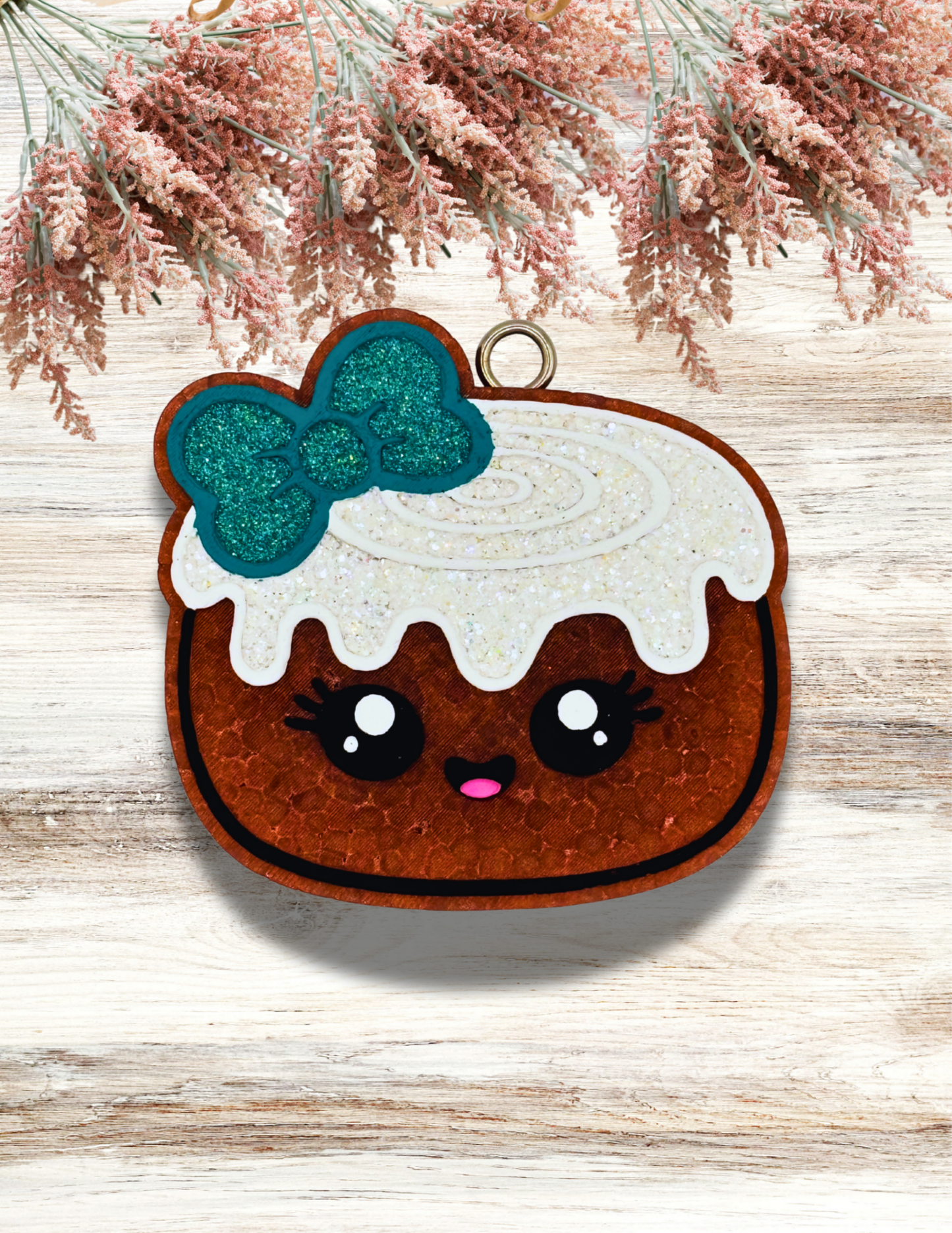 Freshie Cinnamon Roll with Bow Teal