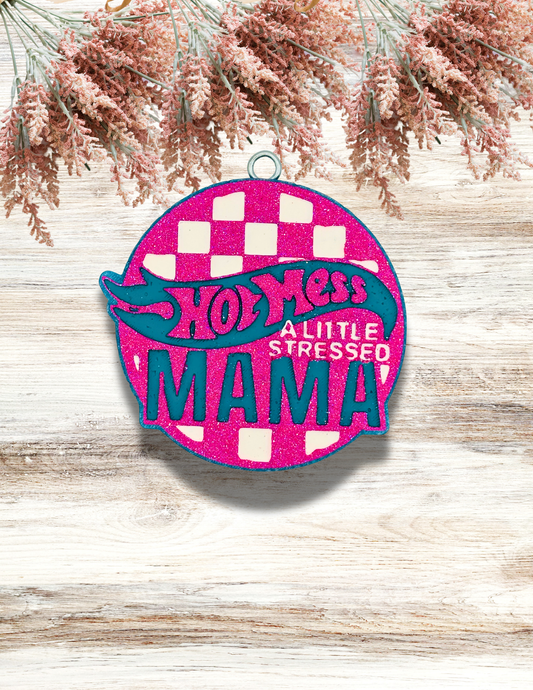 Freshie Hot Mess Mama Pink Teal Checker