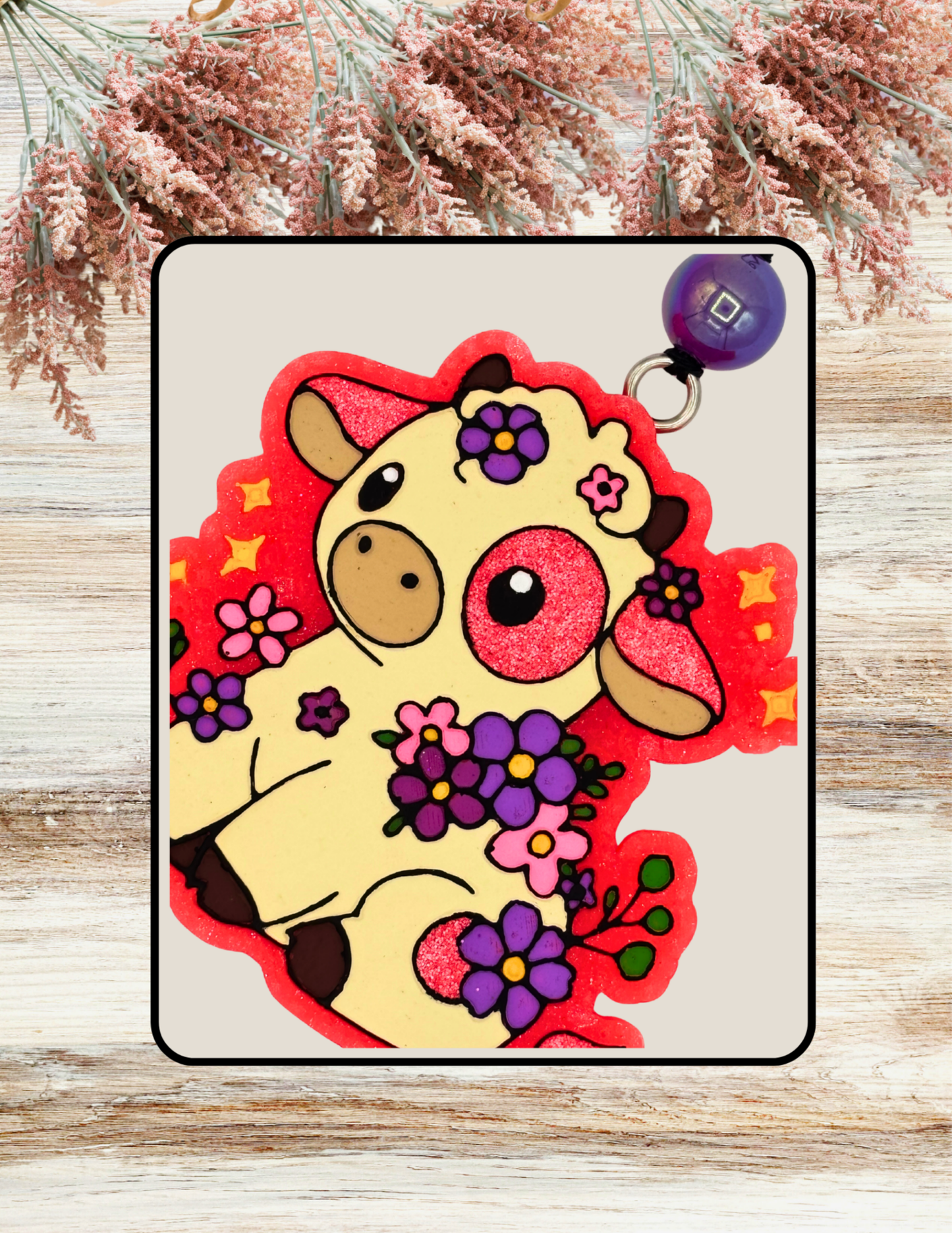 Freshie Cute Cow Floral Coral