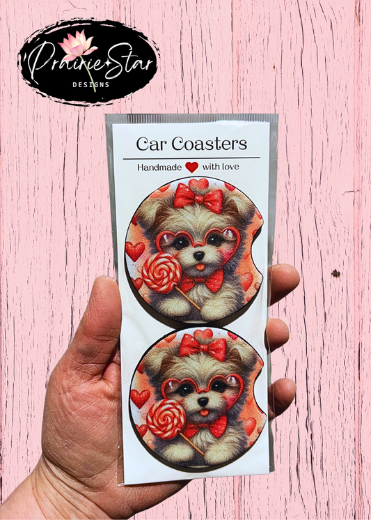 Car Coaster Lollipop Pup Pink