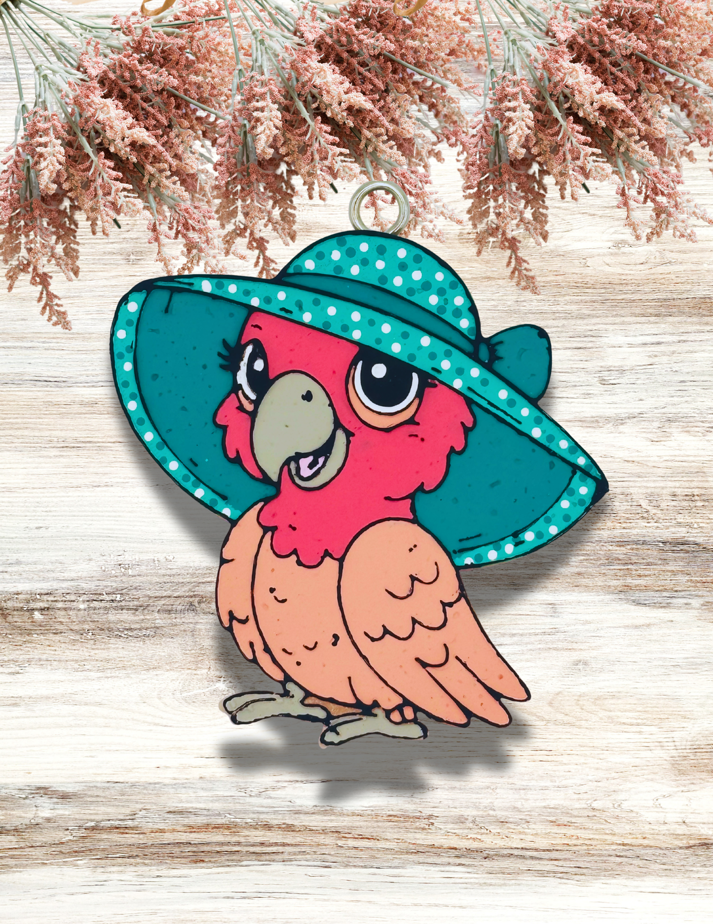 Freshie Sassy Parrot with Hat Peach Turquoise