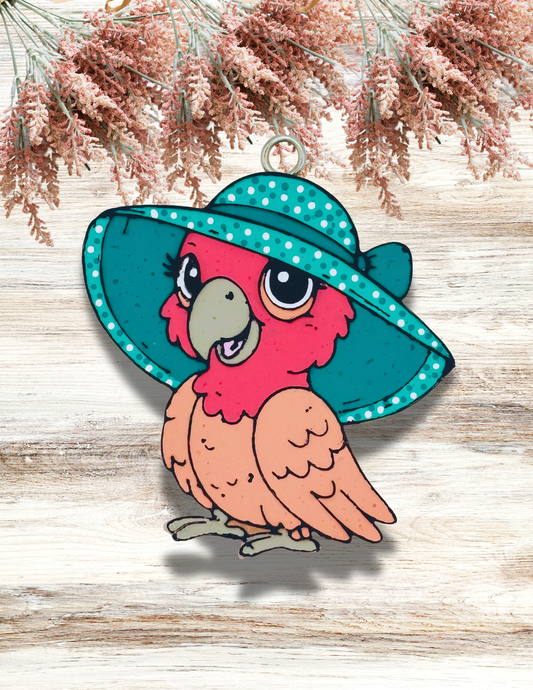 Freshie Sassy Parrot with Hat Peach Turquoise