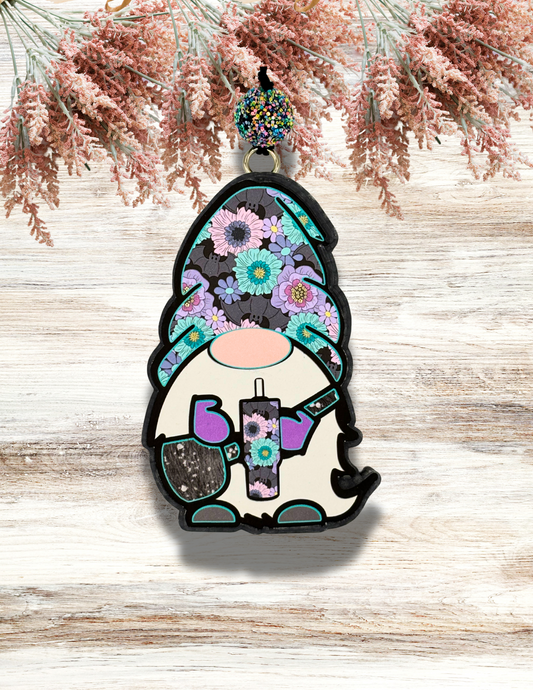 Freshie Gnome Purple Floral Print
