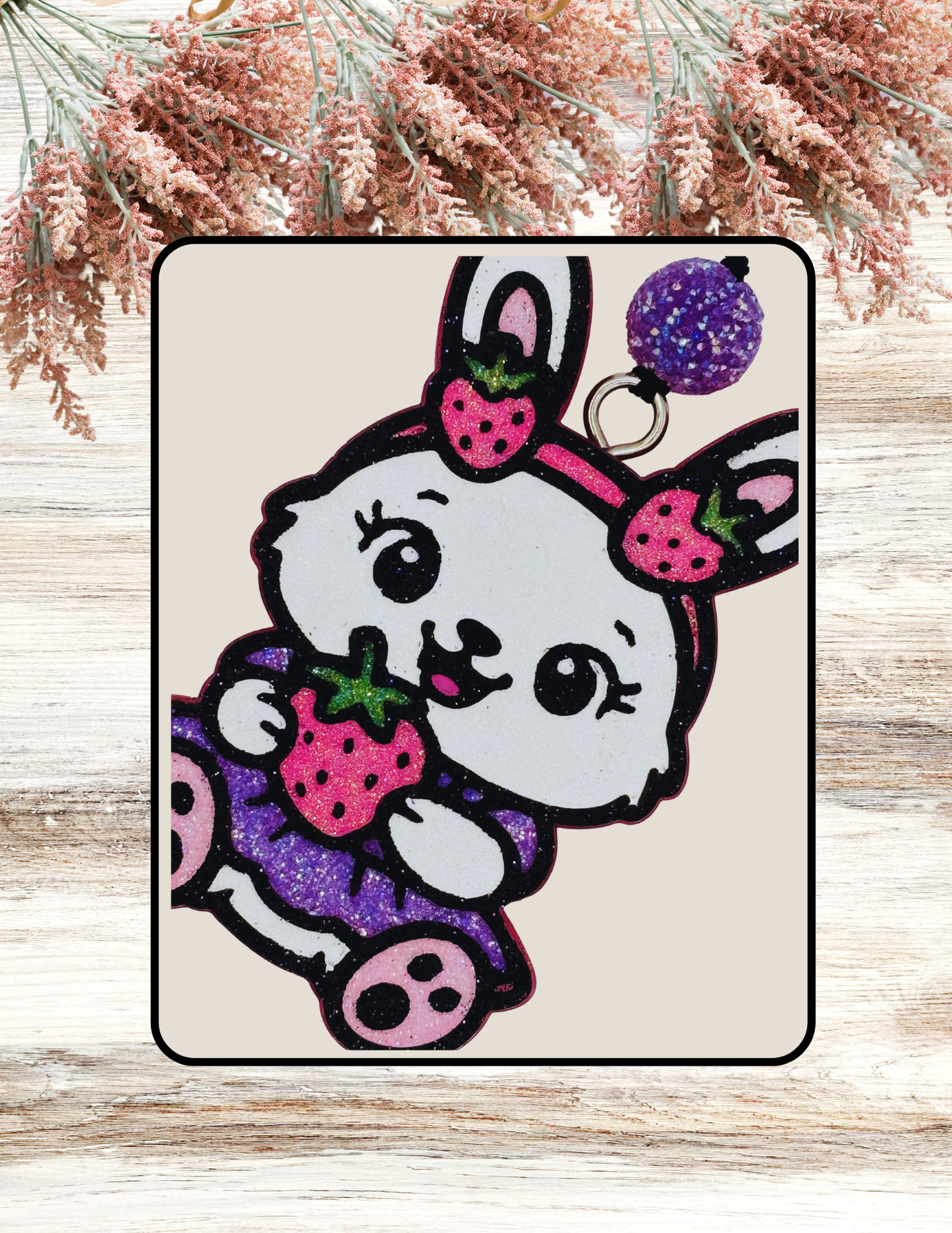 Freshie Bunny with Strawberry White Purple Pink