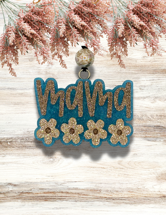 Freshie Mama Flowers Turquoise Gold