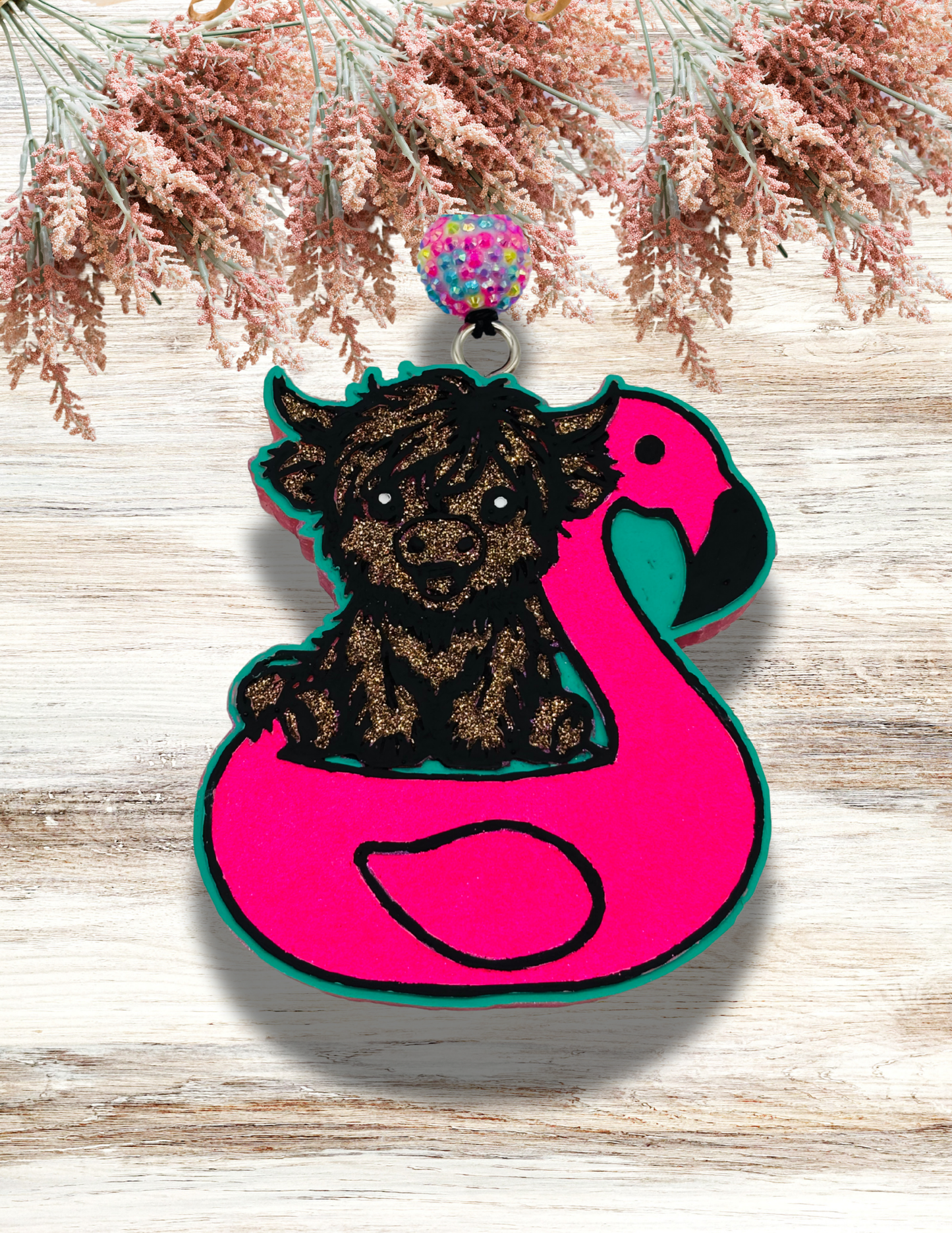 Freshie Cow Flamingo Floatie Teal