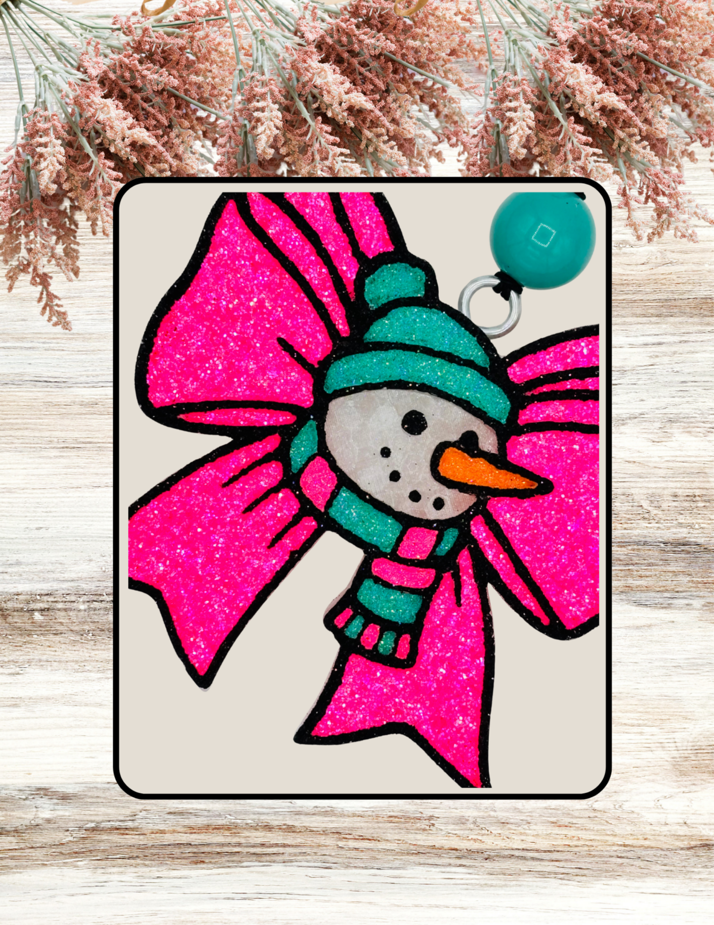 Freshie Snowman Coquette Bow Neon Pink