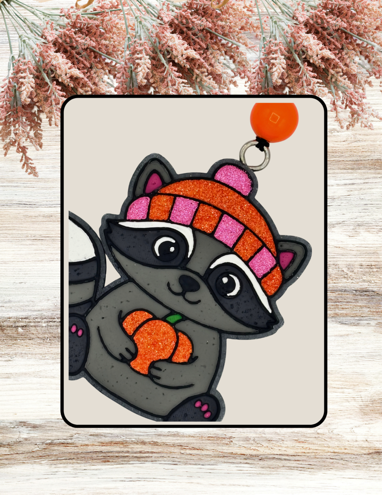 Freshie Raccoon Pumpkin Orange Pink