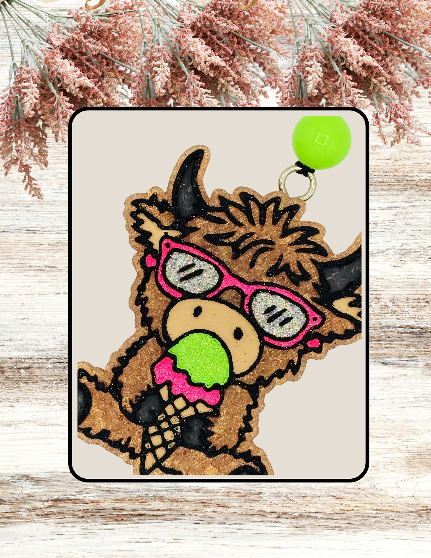 Freshie Cow With Sunglasses Ice Cream Neon Pink Green