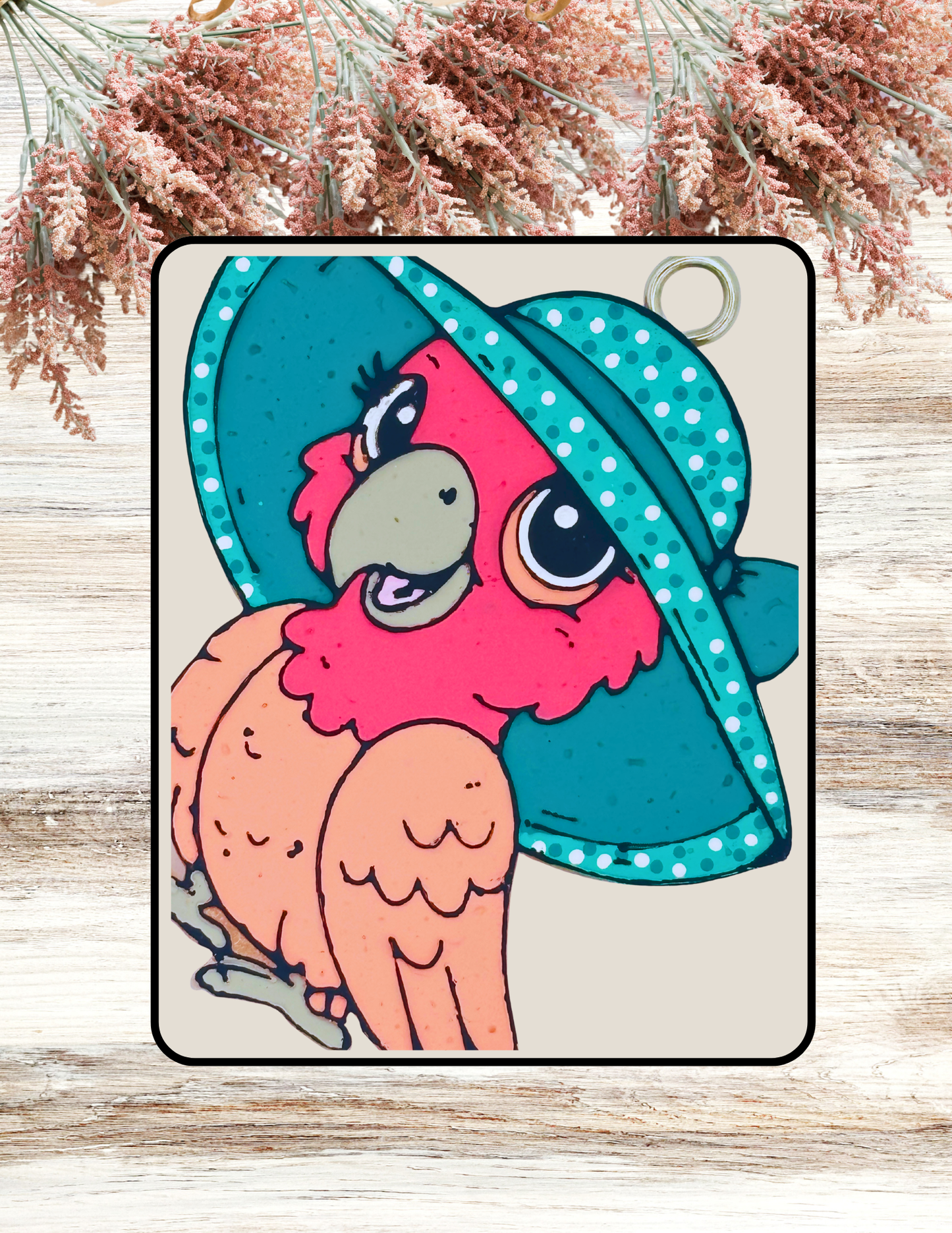 Freshie Sassy Parrot with Hat Peach Turquoise