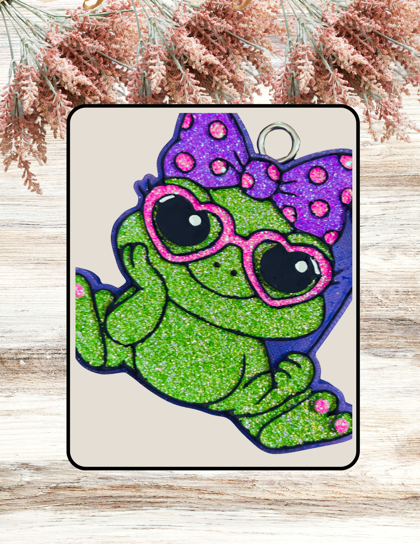Freshie Frog with Bow Heart Balloon Pink Purple