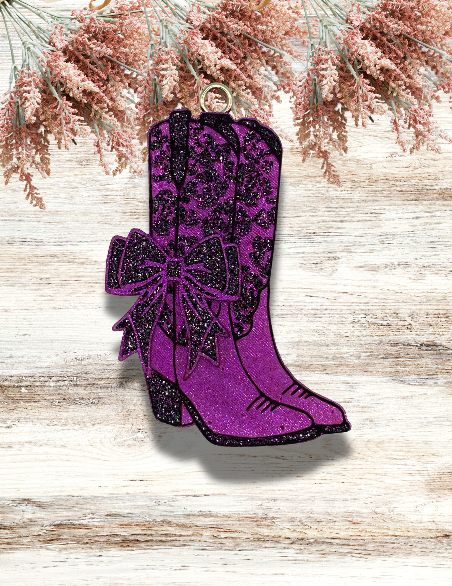 Freshie Floral Cowgirl Boots Bow Magenta Black