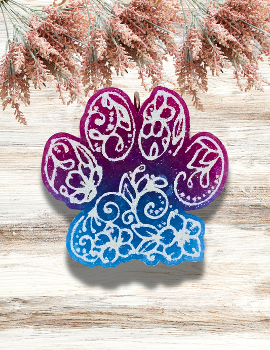 Freshie Paw Floral Scroll Blue Plum