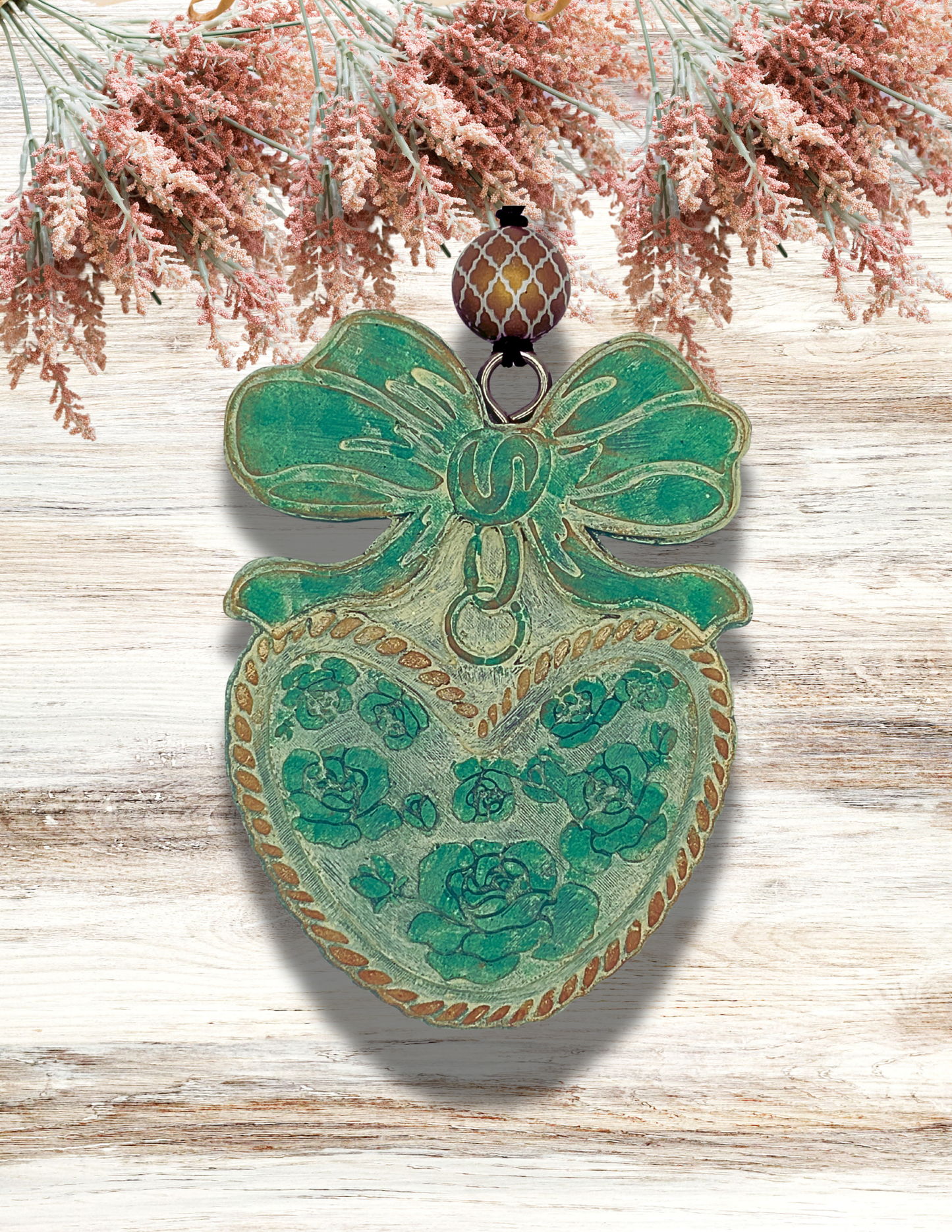 Freshie Floral Heart Locket with Bow Teal