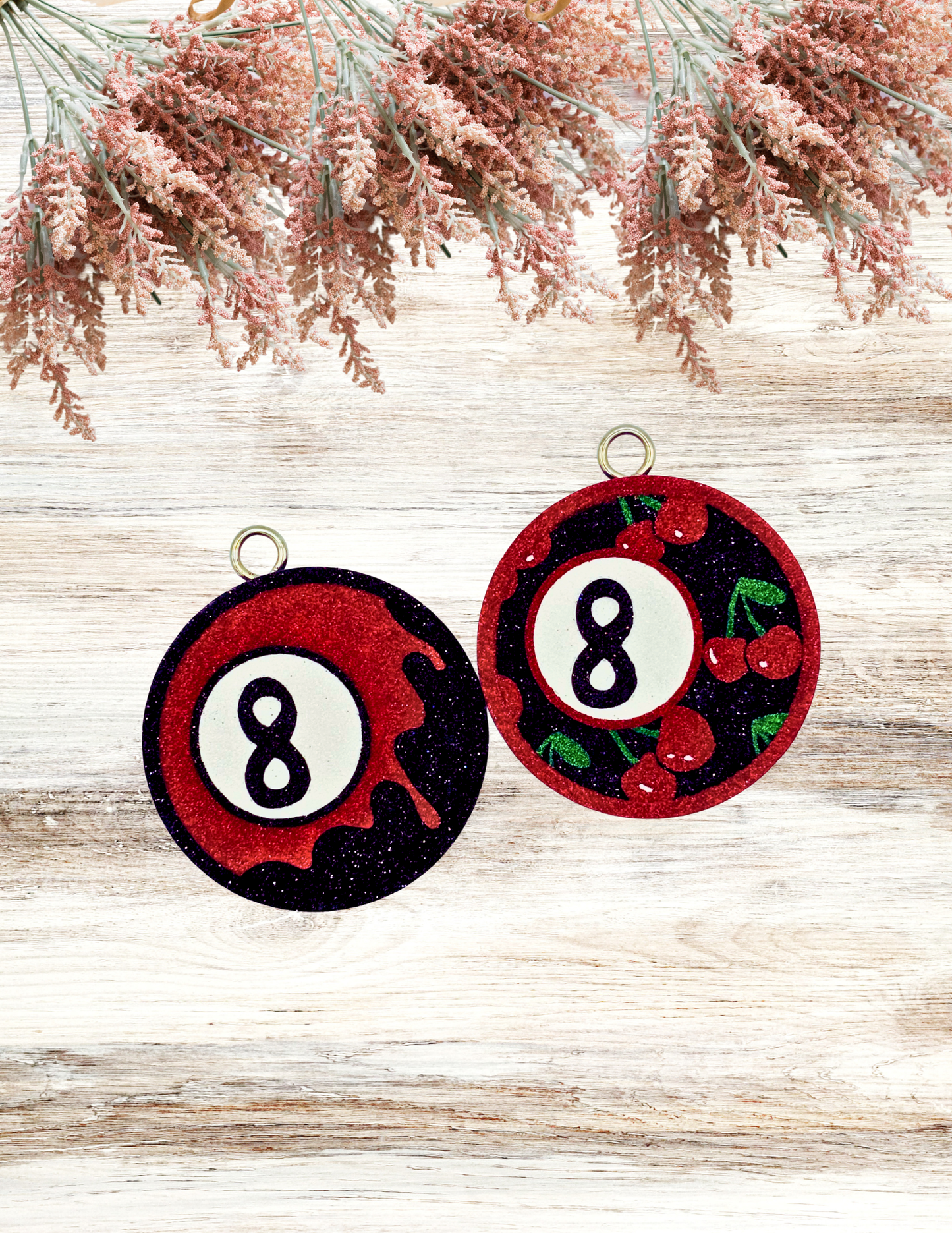 Freshie 8 Ball Flame and Cherry Vent Clip Pair Red Black