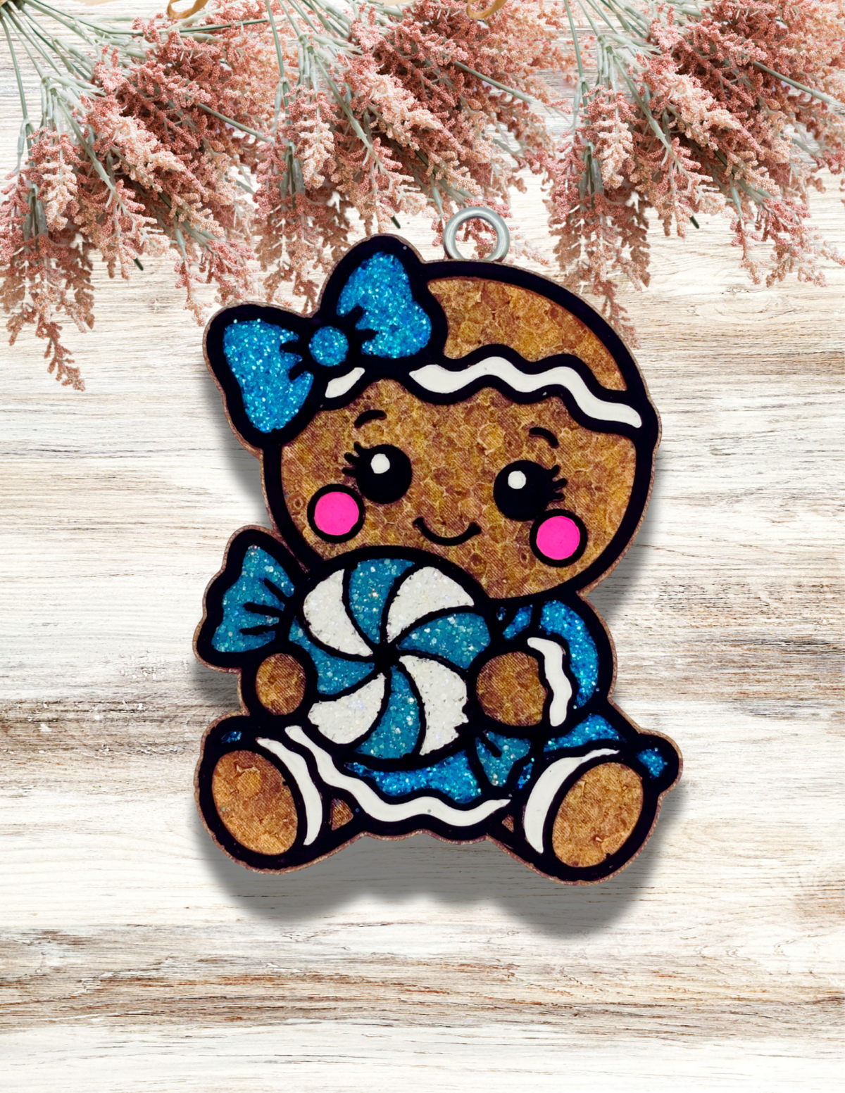 Freshie Gingerbread Girl With Candy Teal