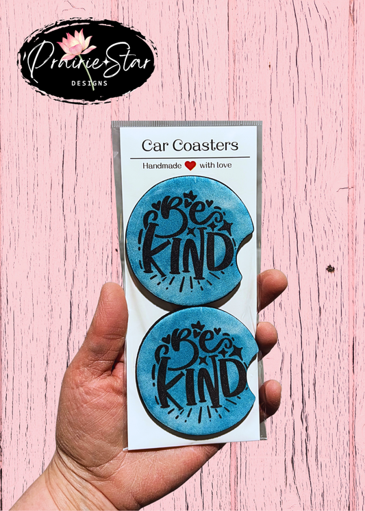 Car Coaster Be Kind Blue