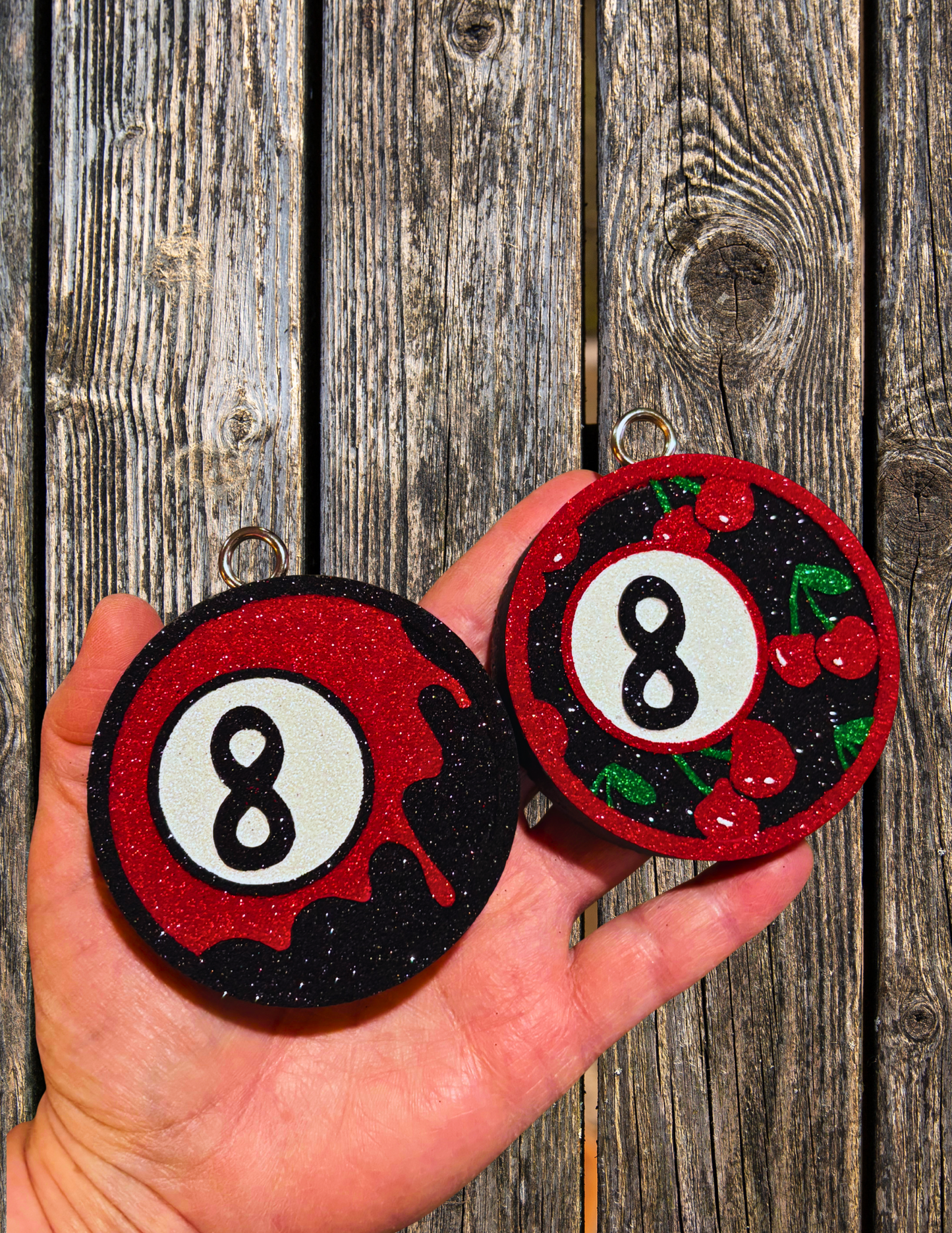 Freshie 8 Ball Flame and Cherry Vent Clip Pair Red Black