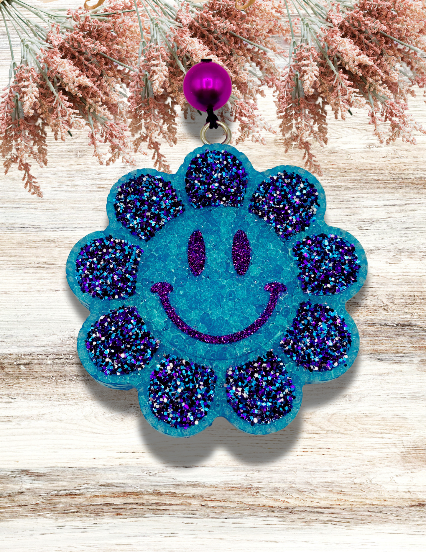 Freshie Smiley Flower Teal & Purple