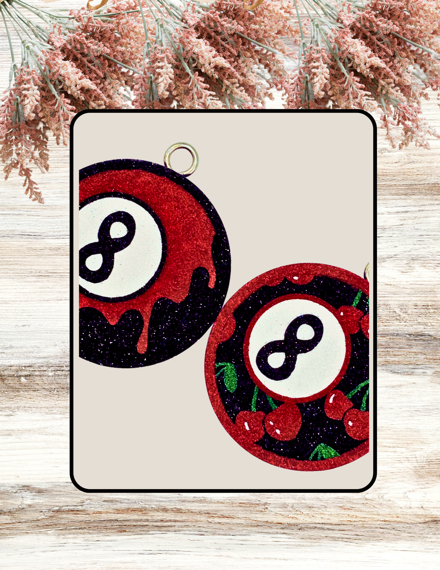 Freshie 8 Ball Flame and Cherry Vent Clip Pair Red Black