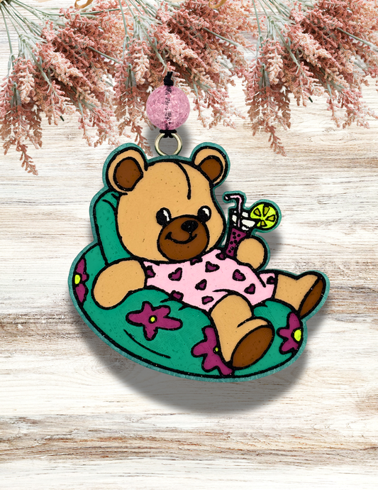 Freshie Bear in Floral Float Teal Magenta