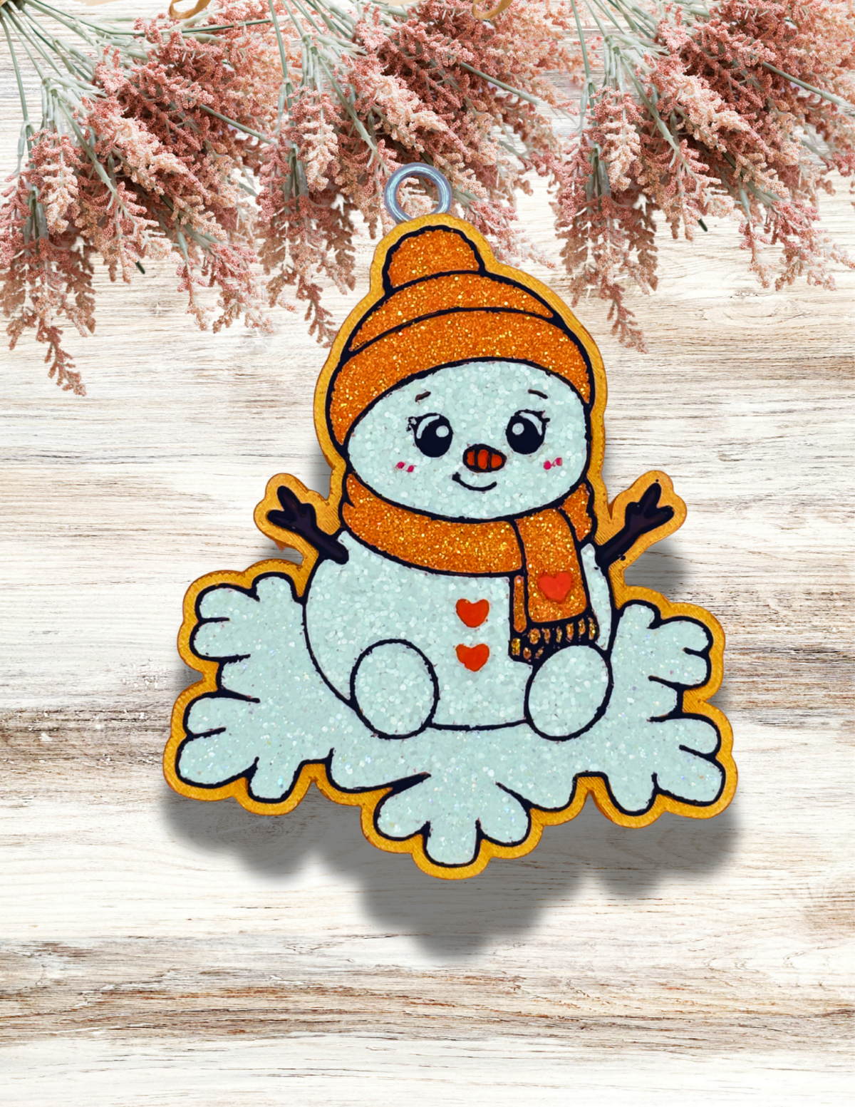Freshie Snowman on Snowflake Peach