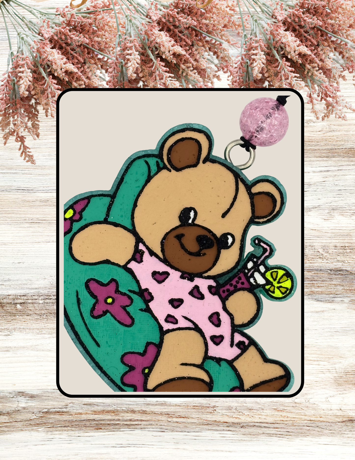Freshie Bear in Floral Float Teal Magenta