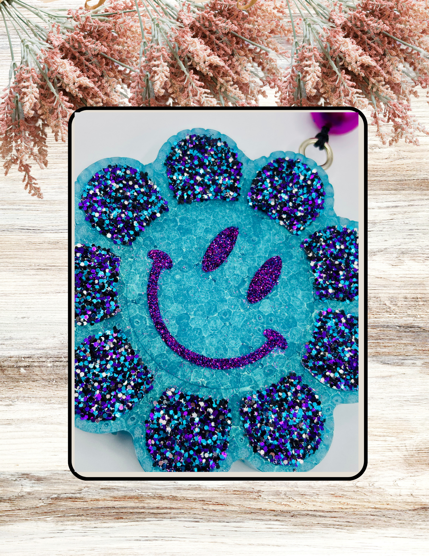 Freshie Smiley Flower Teal & Purple