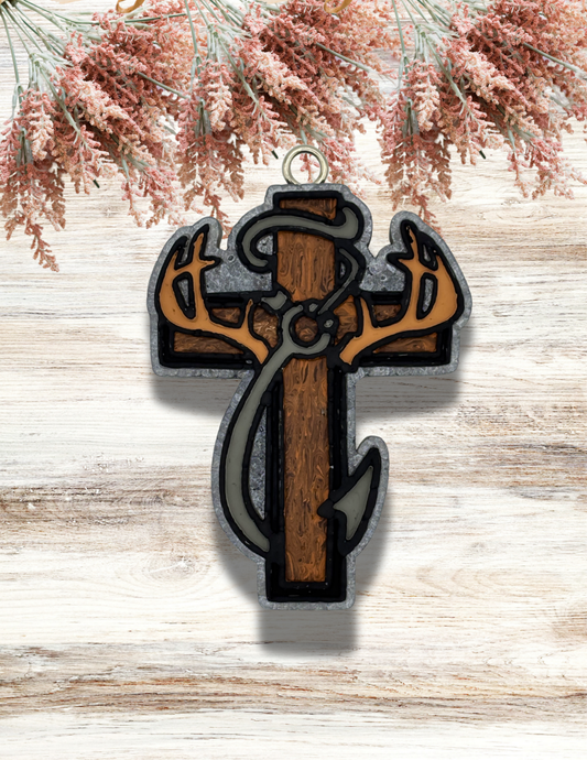 Freshie Fishing Hunting Cross Brown