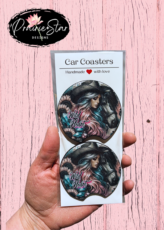 Car Coaster Cowgirl Wild Heart
