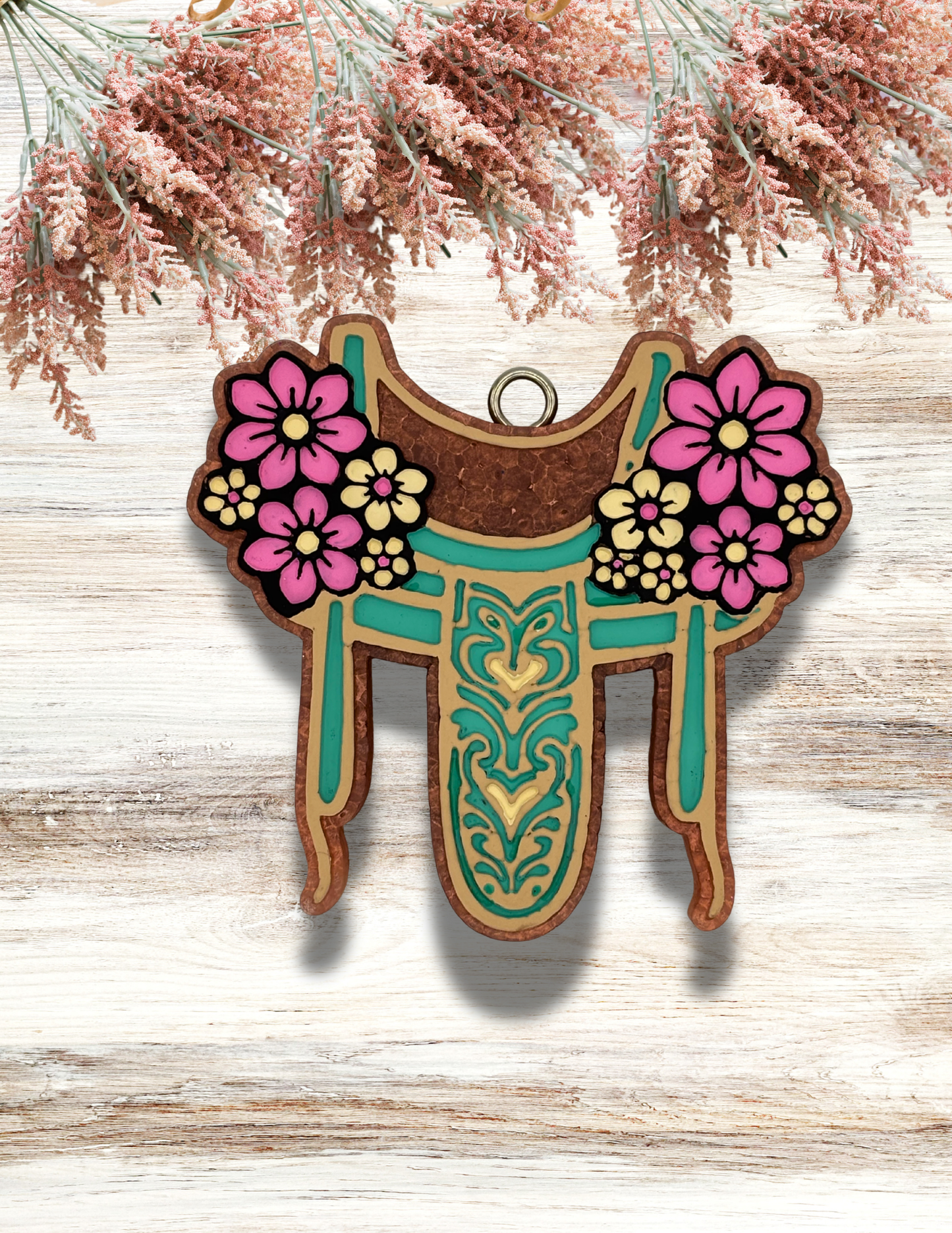 Freshie Floral Saddle Pink Teal