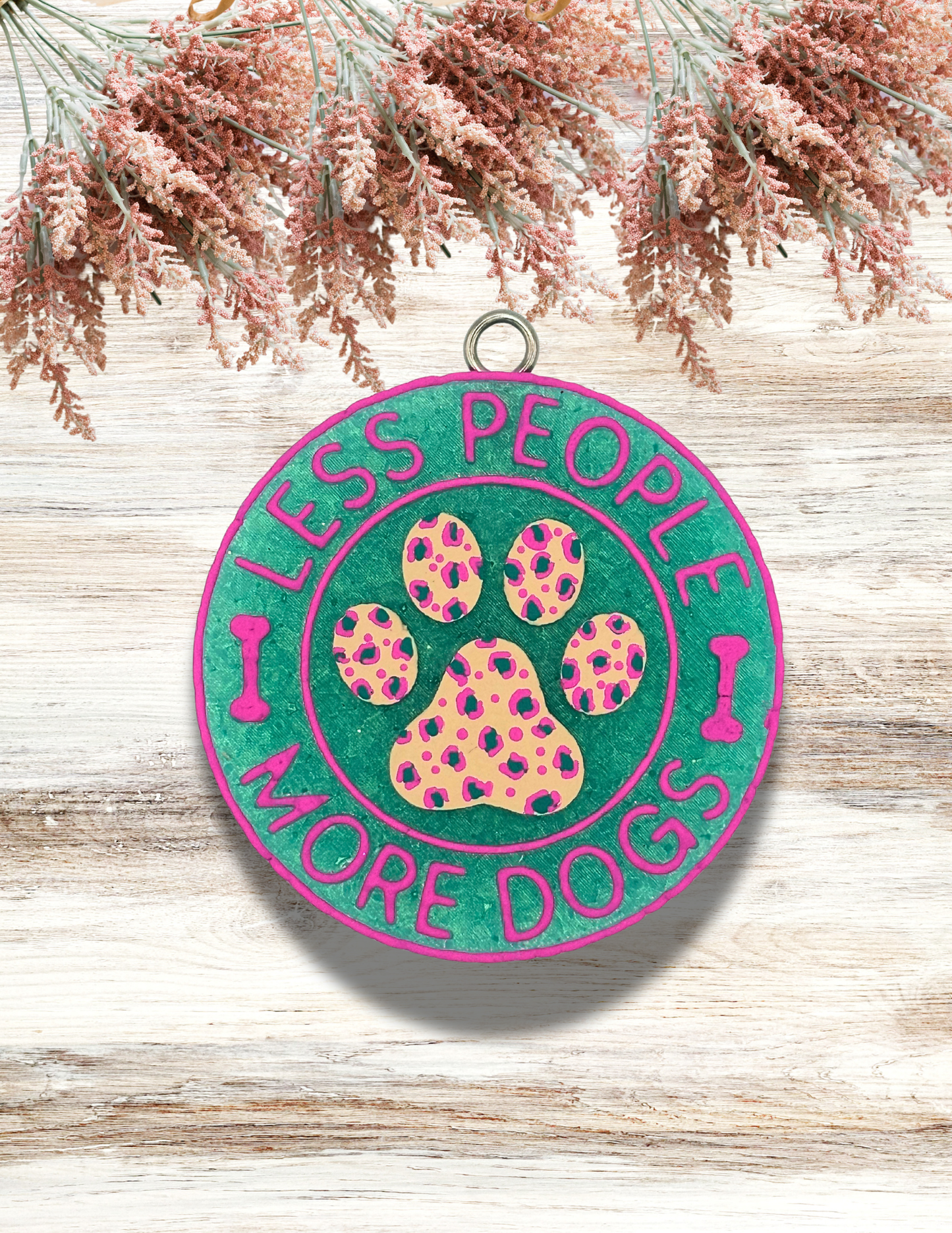 Freshie Less People More Dogs Teal Pink