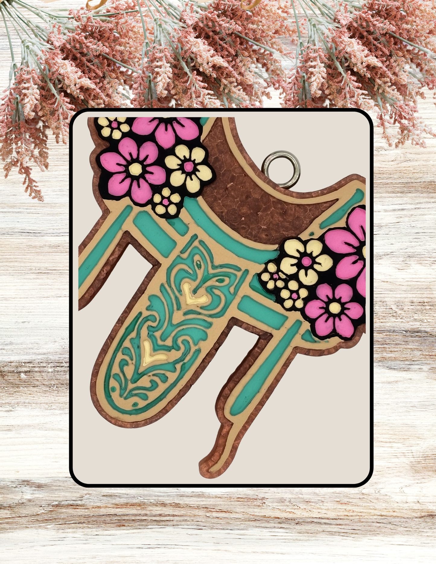 Freshie Floral Saddle Pink Teal