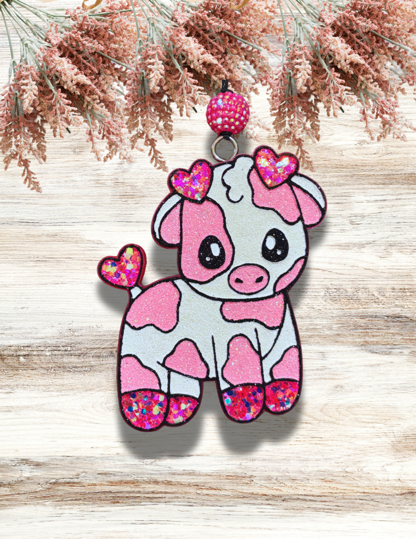 Freshie Cute Cow with Hearts Pink
